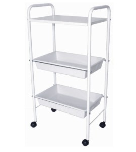 Carro Auxiliar Branco Com 2 Bandejas Plásticas e 1 Tampo em MDF CA40BR - Best Pro